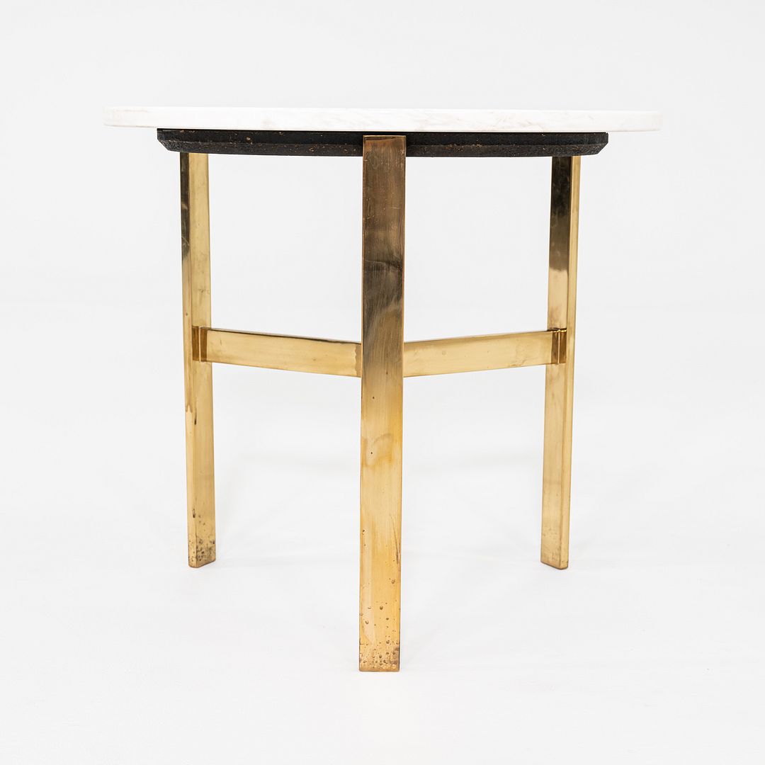 1970s Jacob Epstein Cumberland Side / End Table w/ Bronze Base & Marble Top 22"