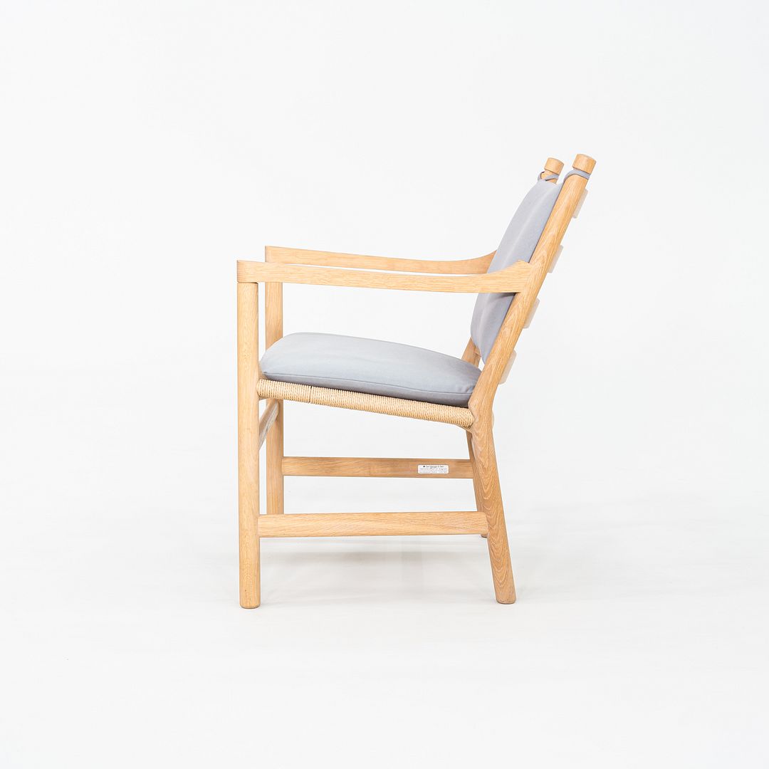 C. 2020 Pair of Hans Wegner for Carl Hansen CH44 Ladderback Lounge Chairs in Oak with Cushions