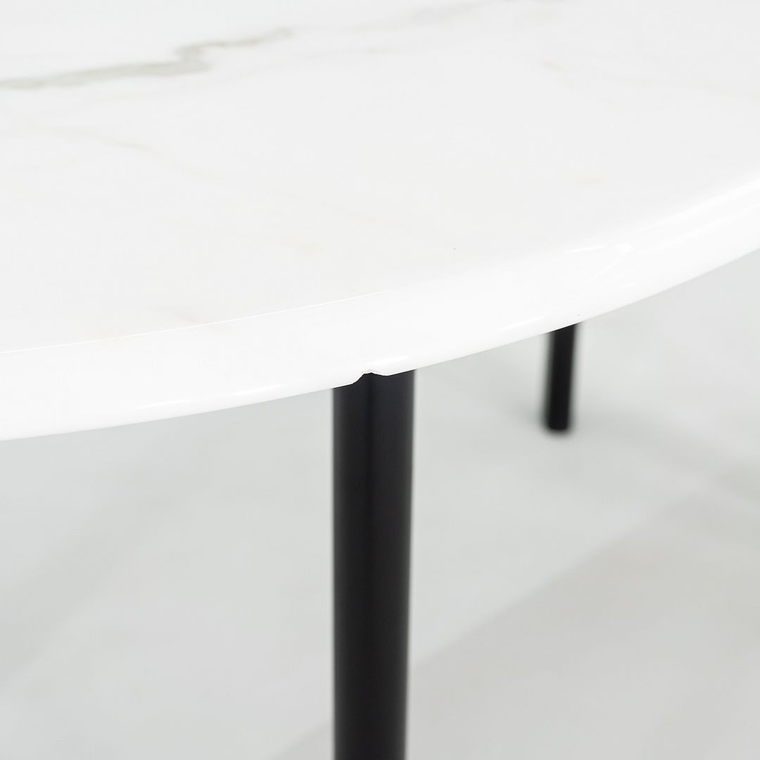 SOLD 1990 Knoll Joseph D'Urso Racetrack Dining / Work Table in Steel with Marble Top