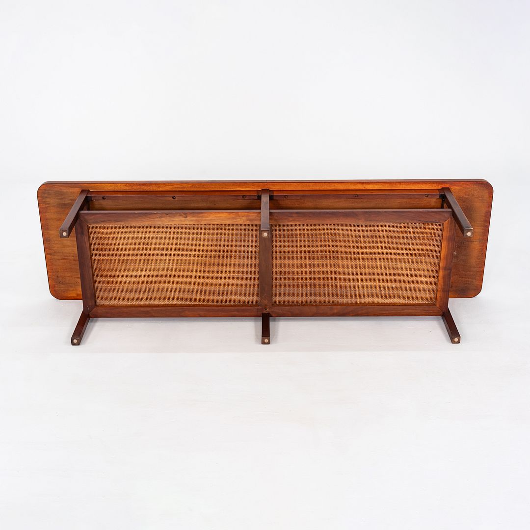SOLD 1960s Jack Cartwright for Founders Rectangular Coffee Table in Walnut and Cane