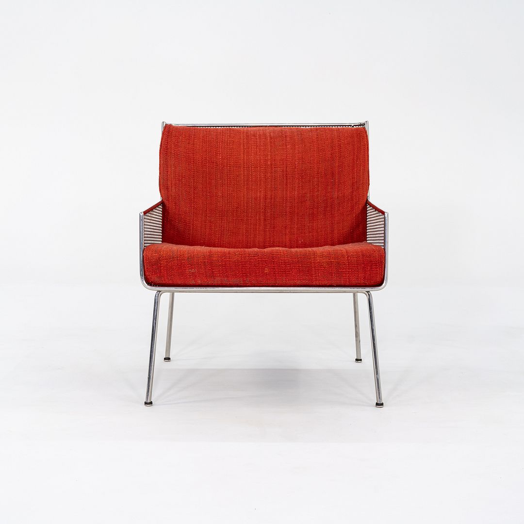 1957 Davis Allen of SOM for Inland Steel Lounge Chair made by Treitel Gratz in Steel Mesh and Jack Lenor Larsen Orange Fabric.