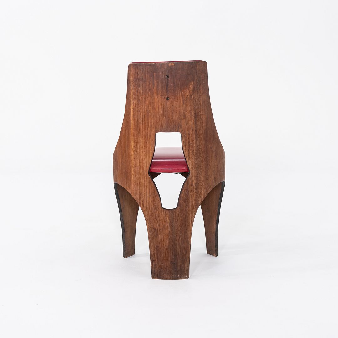 1950s Henry P. Glass for Richbilt Cylindra Dining Chair in Walnut and Red Vinyl