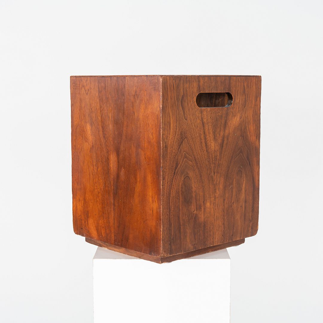 1970s Jens Risom Design Mid-Century Modern Wastebasket Trash Can in Walnut