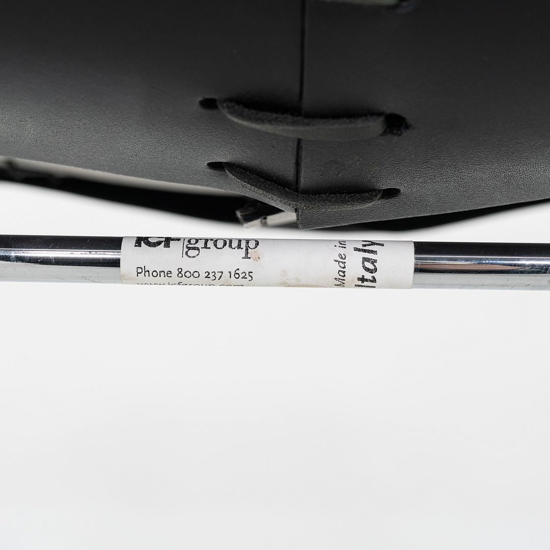 SOLD 1980s Pair of Hiroyuki Toyoda for ICF Dining Arm Chairs in Black Leather & Steel