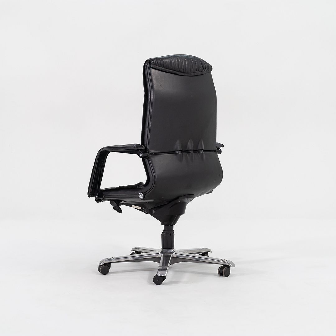 C. 1980s Fritz Makiol for Girsberger Trilax 2 Desk Chair Blk Leather Upholstery