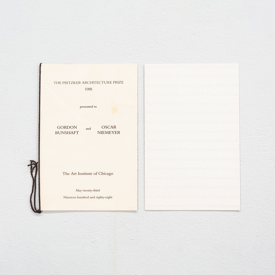1988 Gordon Bunshaft's Pritzker Architecture Prize Program + Personal Invitation