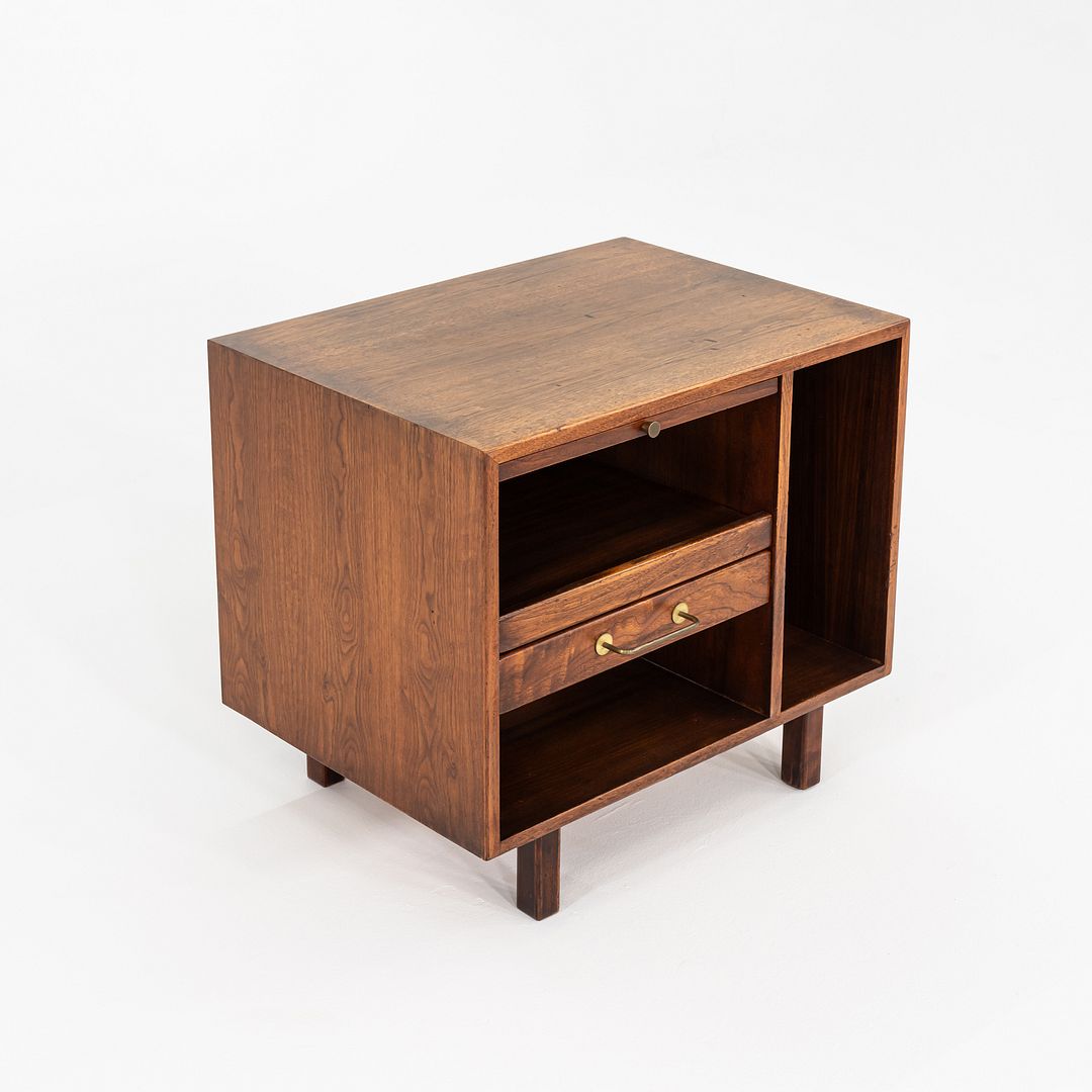 1970s Jens Risom Design 27 inch Cabinet / Nightstand in Walnut w/ One Drawer