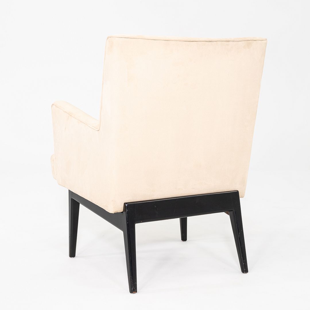 C. 1950s Pair of Jens Risom Design Upholstered Lounge Armchairs w/ Mahogany Legs