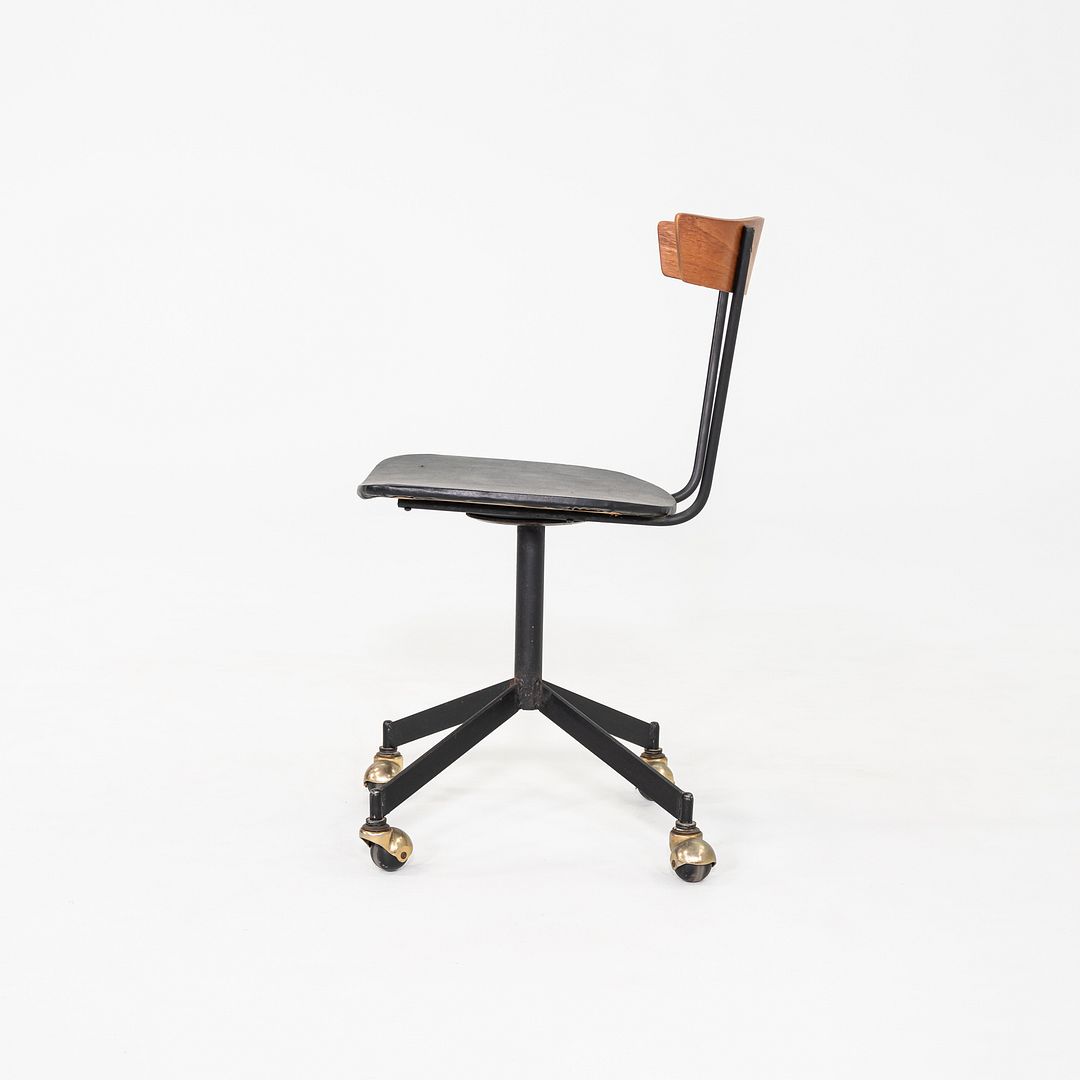1960s Clifford Pascoe Desk Chair in Walnut by Lewis Street Metal Corp in Vinyl