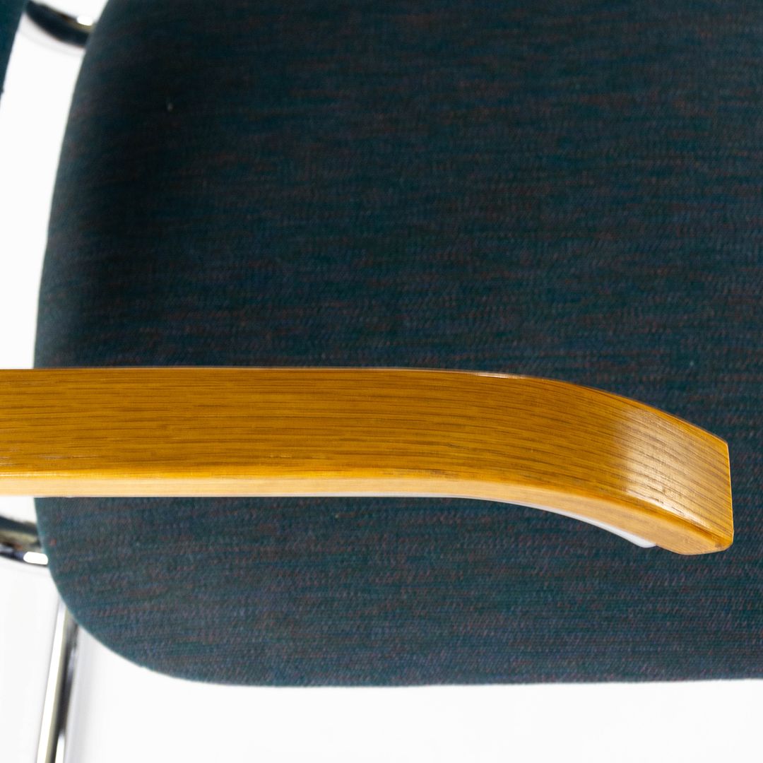 1980s Set of Four Model B64 Cesca Armchairs by Marcel Breuer for Knoll in Fabric with Oak Arms