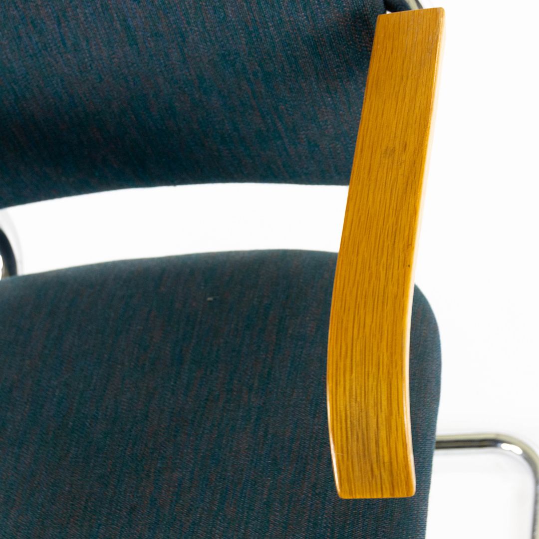 1980s Set of Four Model B64 Cesca Armchairs by Marcel Breuer for Knoll in Fabric with Oak Arms