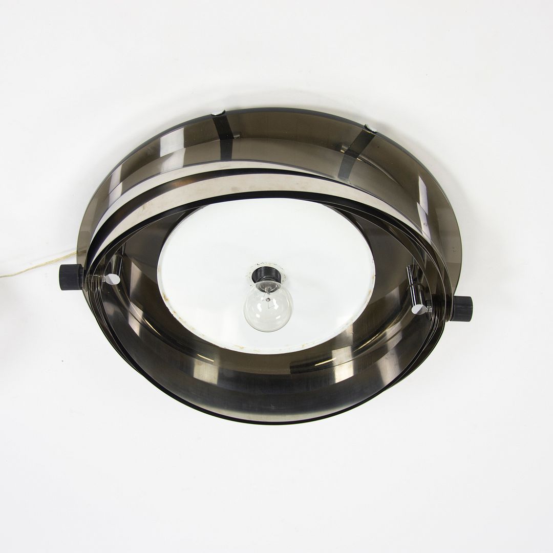 1970s Italian Flush Mount Ceiling Lamp Attributed to Gaetano Missaglia in Steel
