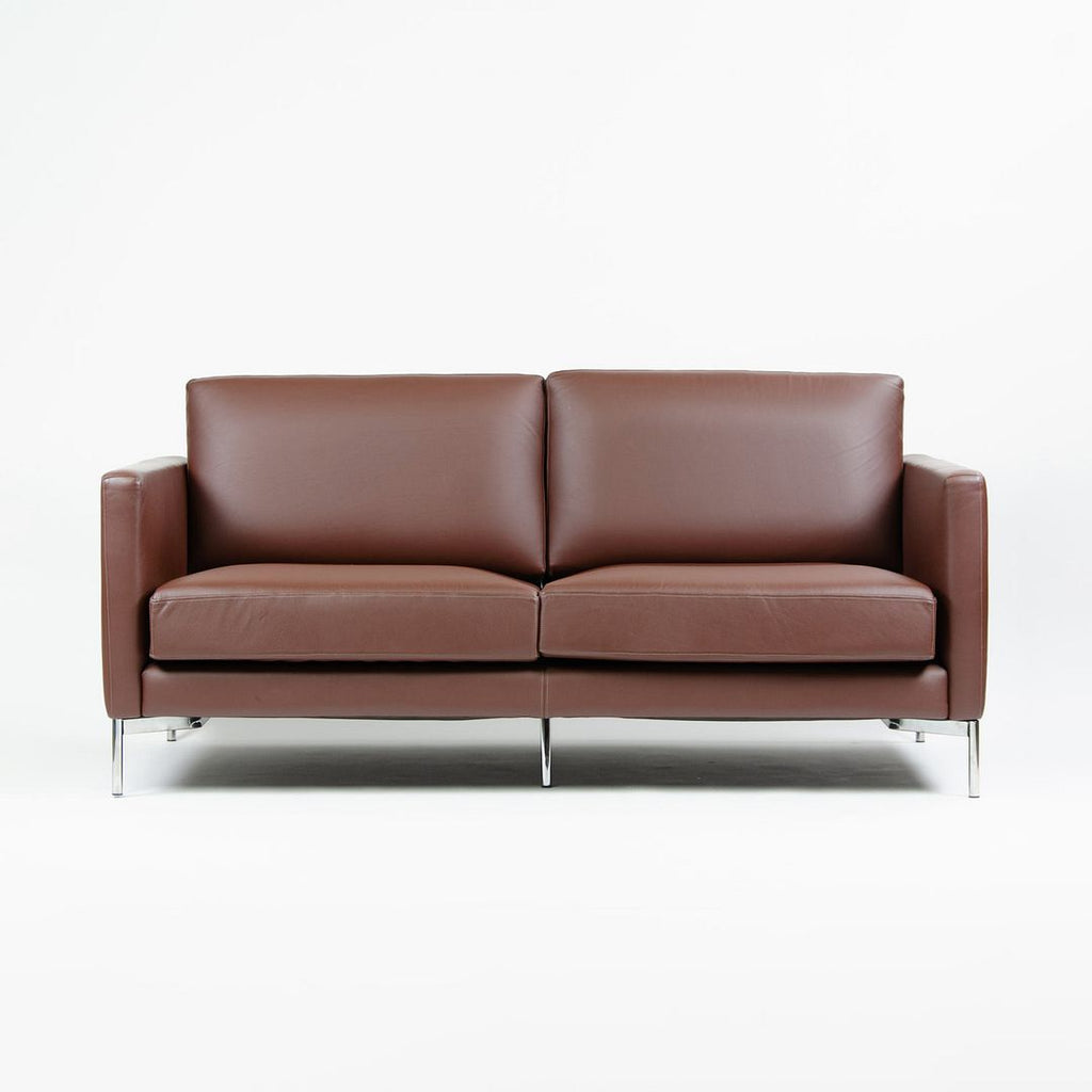 2008 Knoll Divina Settee Sofa, Model 68 by Piero Lissoni for Knoll in Brown Leather