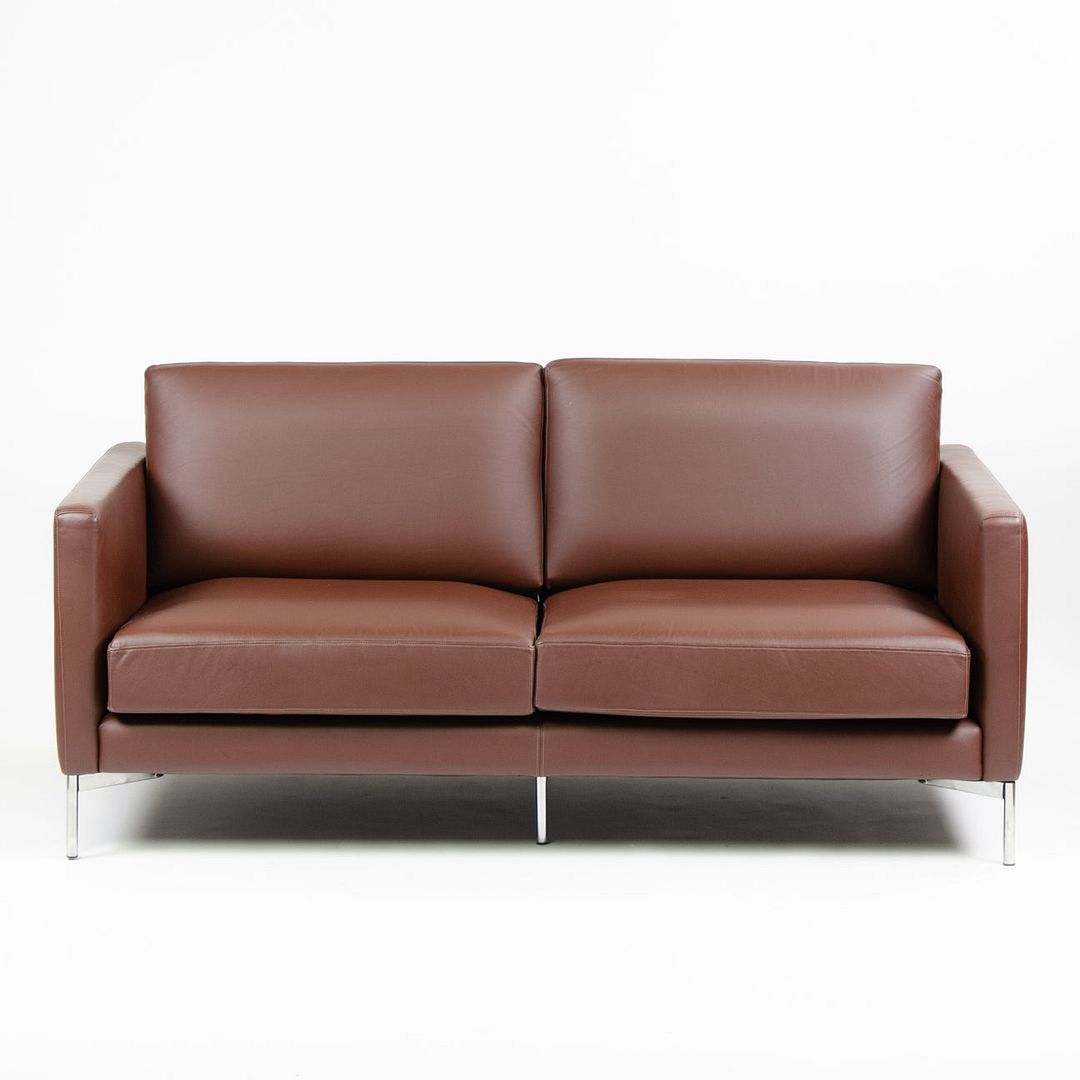2008 Knoll Divina Settee Sofa, Model 68 by Piero Lissoni for Knoll in Brown Leather