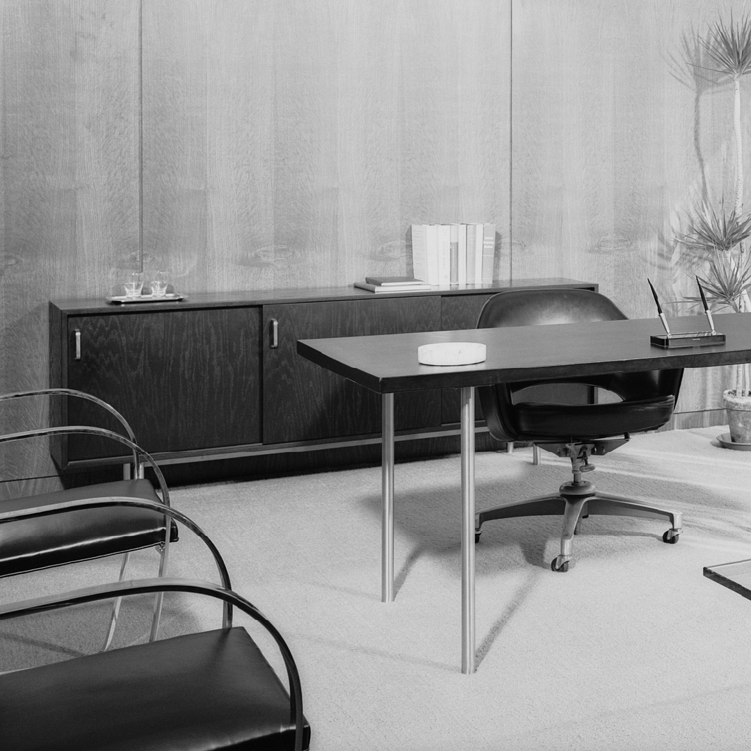 1958 Jens Risom Ebonized Oak Wood Credenza / Cabinet from Seagram Building
