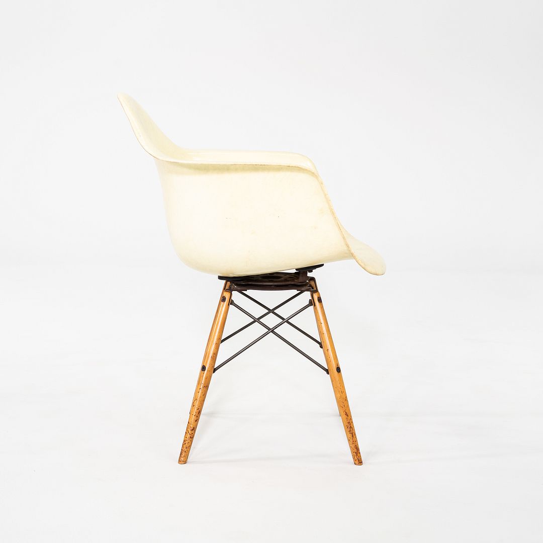 C. 1950 Herman Miller Eames PAW Swivel Chair w/ Birch Dowel Base in Parchment