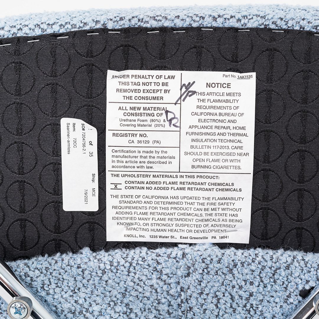 2021 Eero Saarinen for Knoll Executive Side / Dining Chair with Blue Upholstery