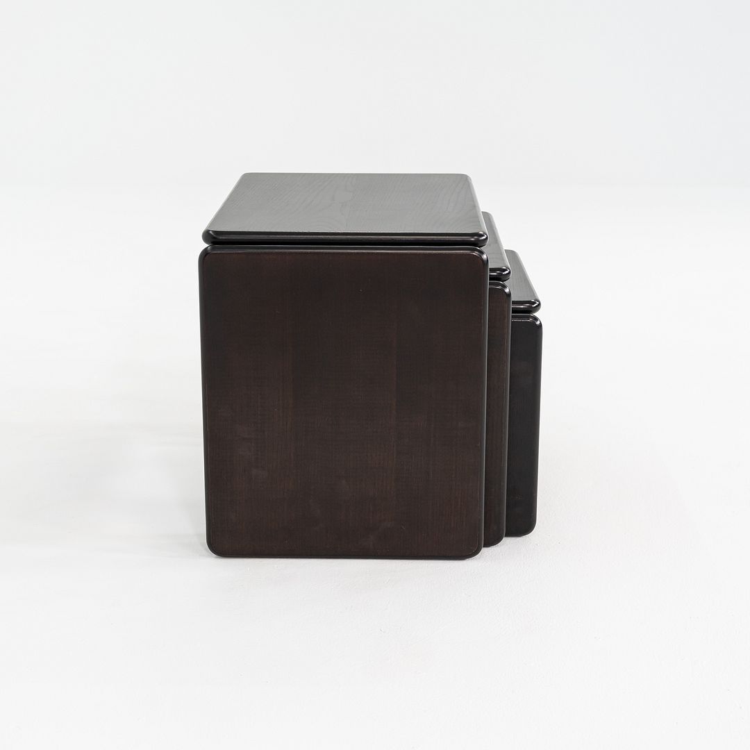 1970s Set of Three Modern Ebonized Wood Nesting Tables Produced in Italy 21x14