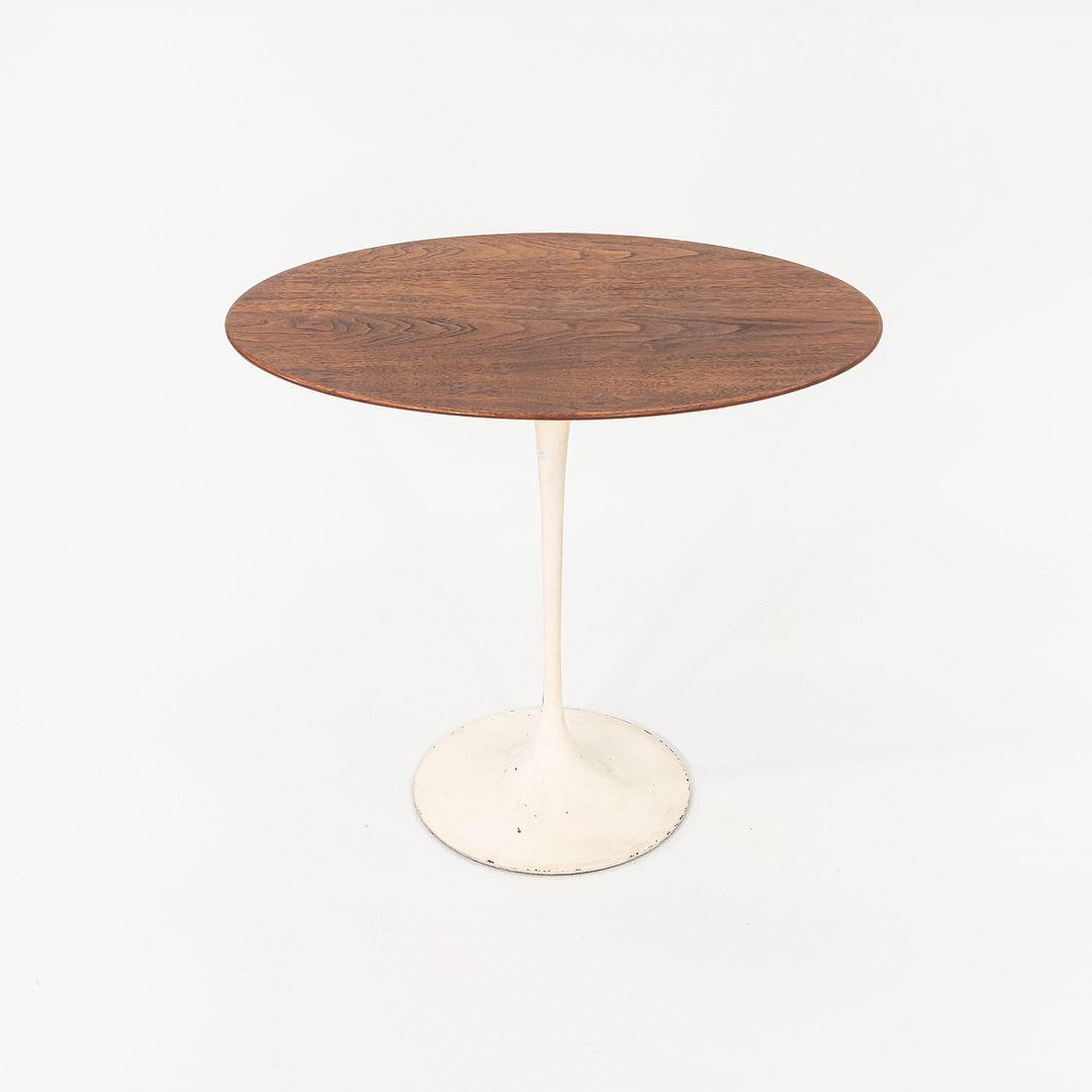 C. 1959 Eero Saarinen for Knoll Oval Tulip Pedestal Side Table w/ Walnut Top