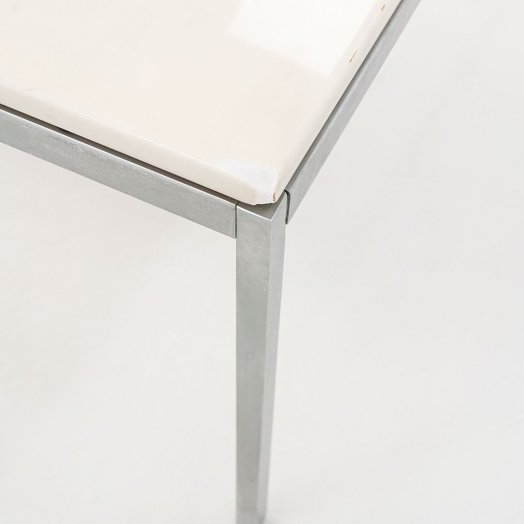1970s Florence Knoll Coffee / End Table in Chromed Steel and White Marble 36"