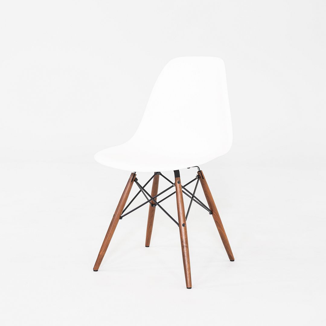 2021 Herman Miller Eames DSW Dining Side Chair in White w/ Walnut Base 4x Avail