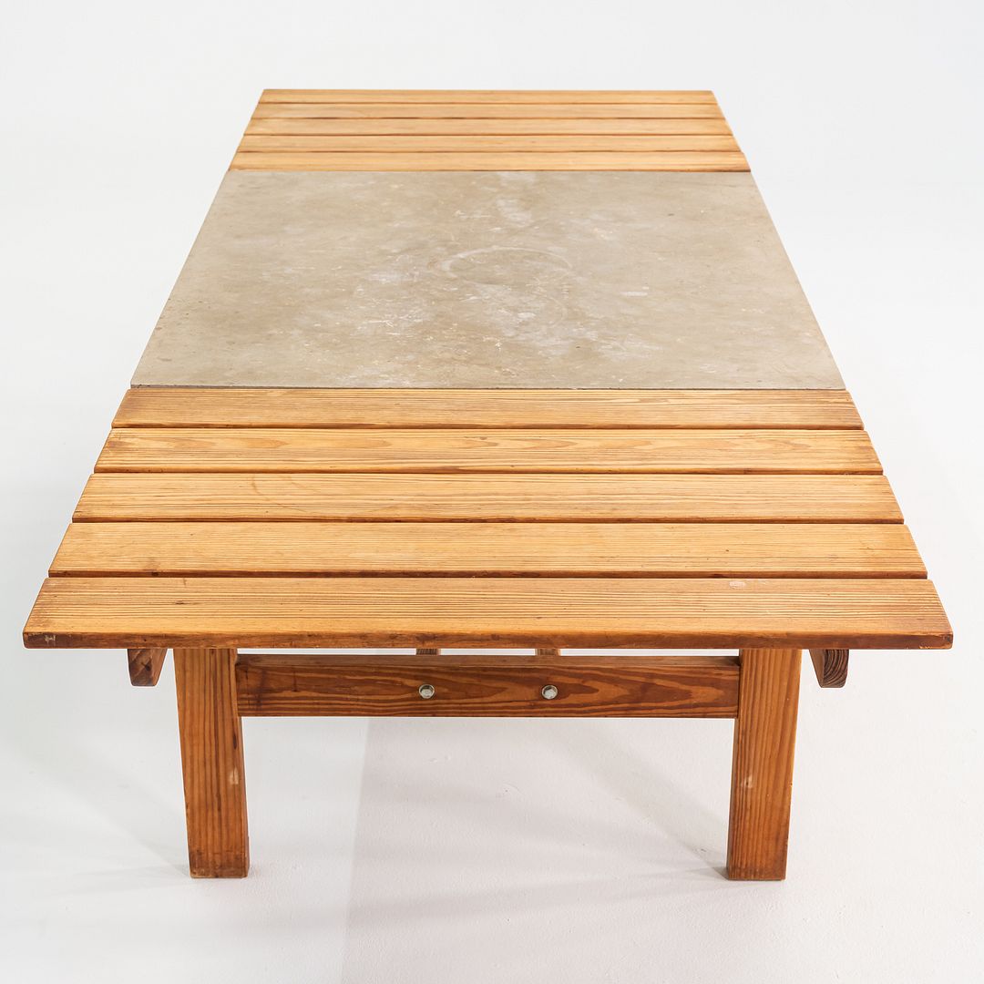 1970s Peter Ole Schionning N. Eilersen Dining Table Oregon Pine & Fiber Concrete