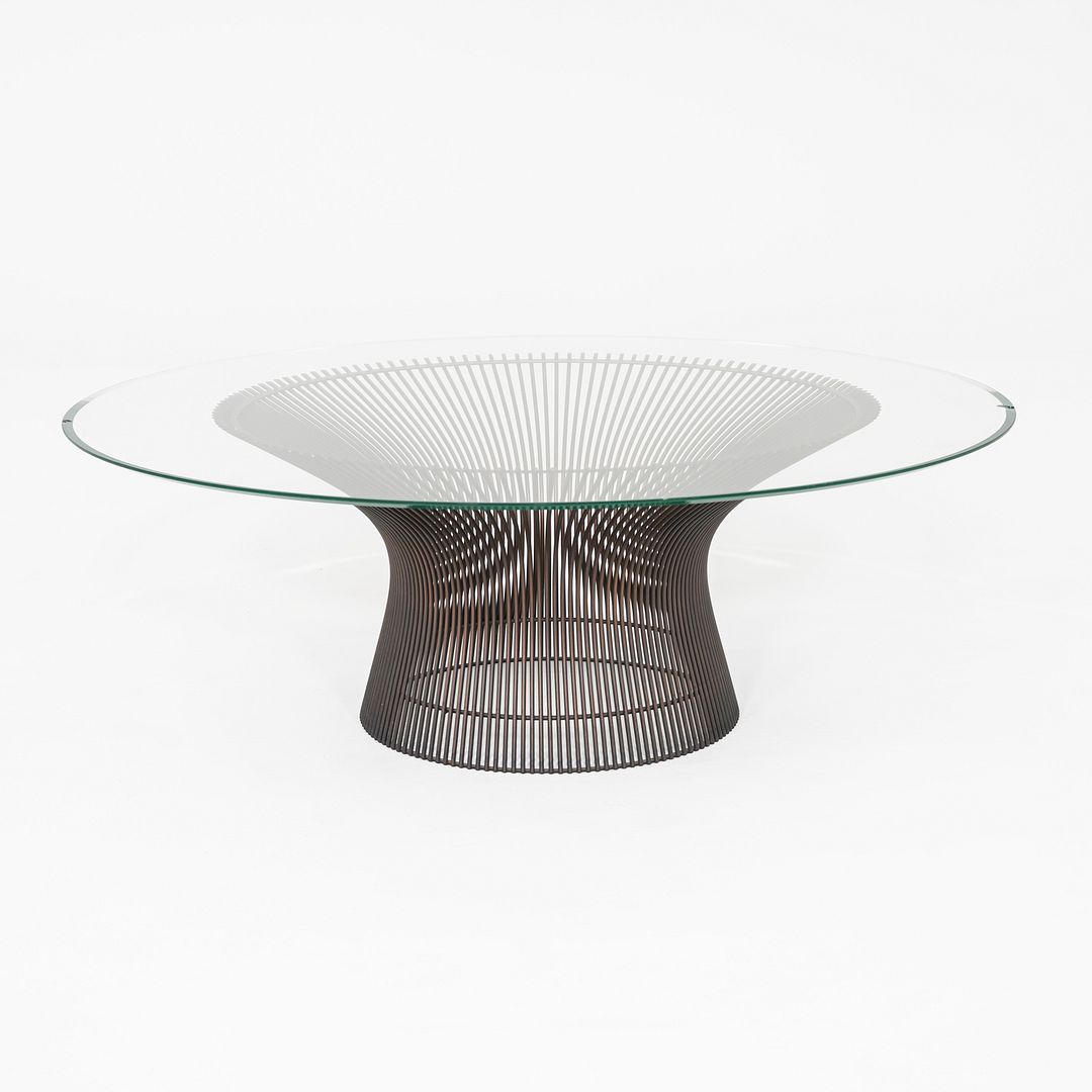 1970s Warren Platner for Knoll Coffee Table w/ Dark Bronze Base & Glass Top 42"
