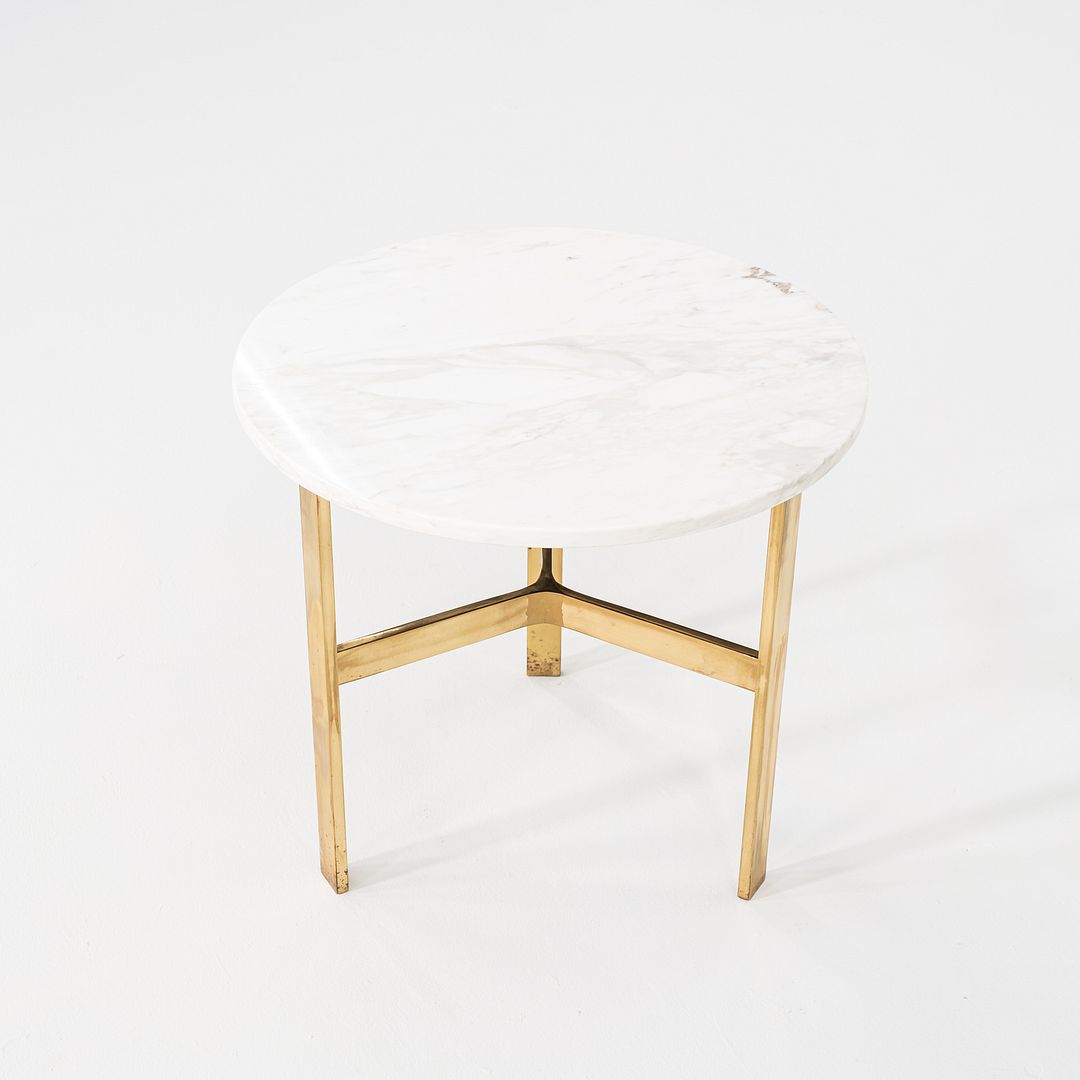 1970s Jacob Epstein Cumberland Side / End Table w/ Bronze Base & Marble Top 22"