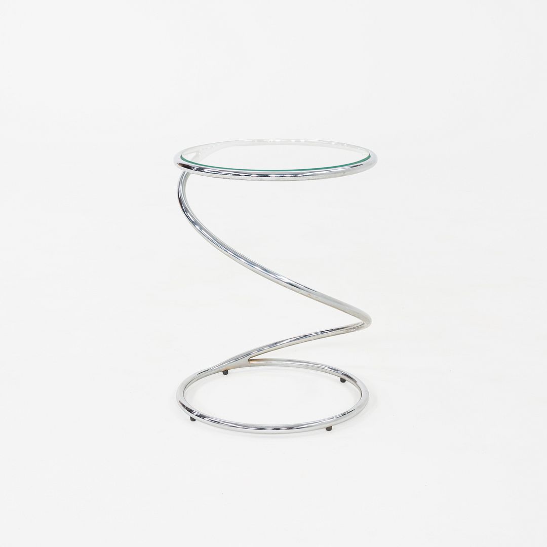 1970s Pair of Pace Collection Spring Side or End Tables in Chrome and Glass