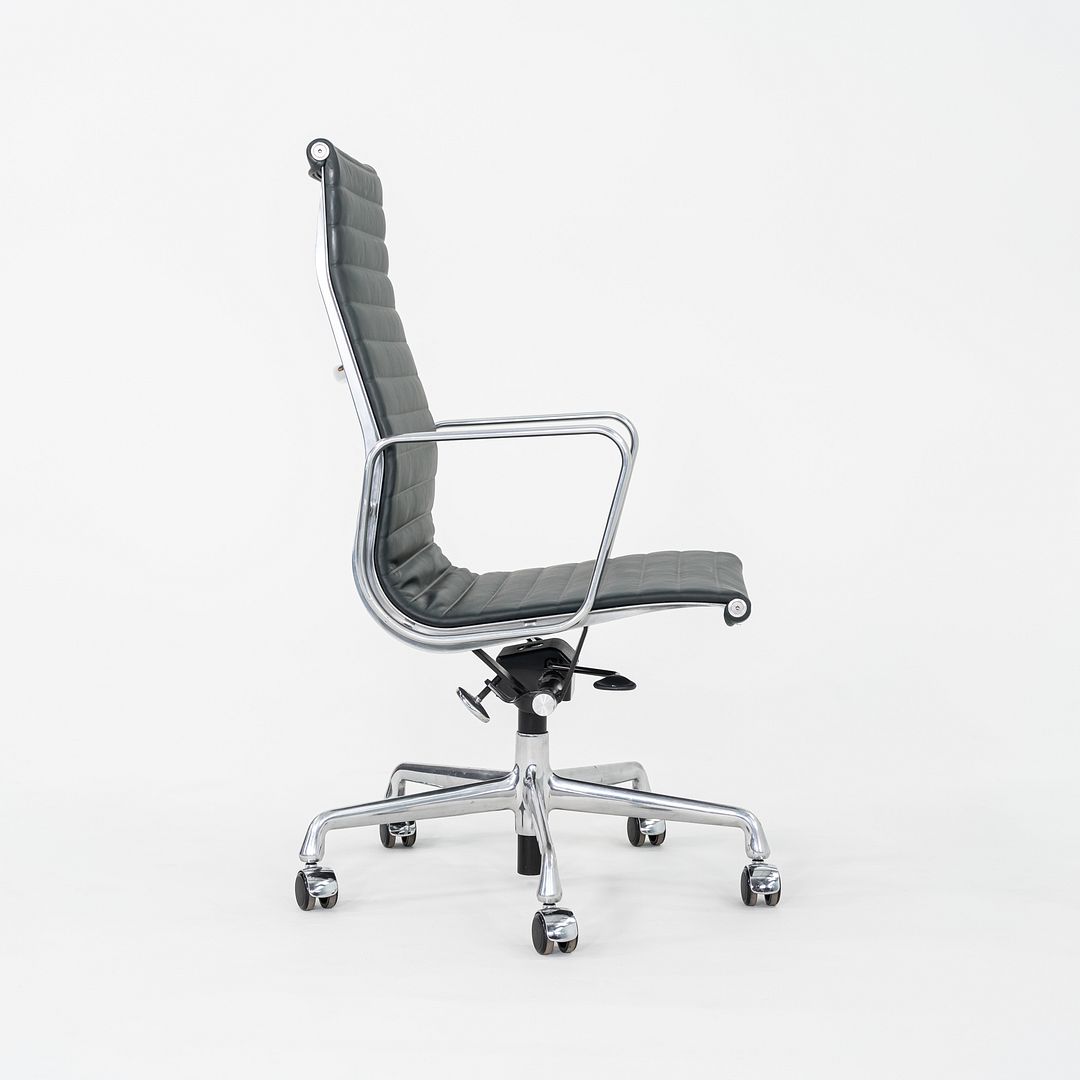 SOLD 2010s Herman Miller Eames Aluminum Group Executive Desk Chair Dark Green Leather