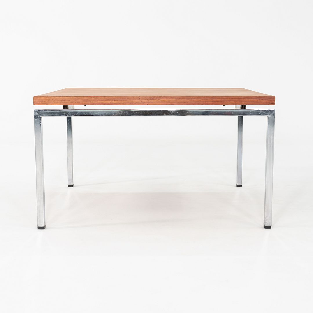 1970s Danish Chromed Steel and Teak Coffee or End Table 33 x 33 x 19 inches