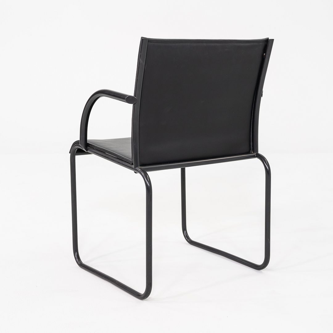 1980s Pair of Richard Schultz for Knoll 1407 Dining Arm Chairs in Black Leather