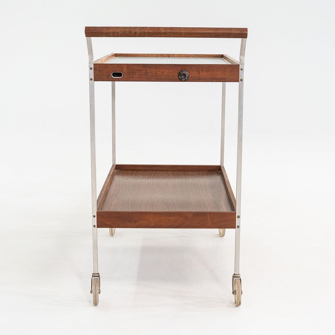 1960s Salton Hotable Two-Tier Heated Buffet Cart Aluminum & Walnut, Model H-358