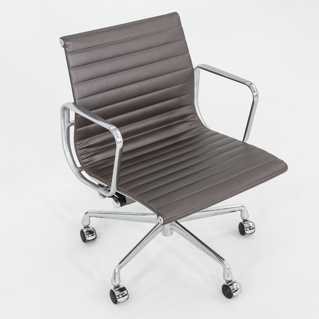 SOLD 2010 Herman Miller Eames Aluminum Group Management Desk Chair in Brown Leather