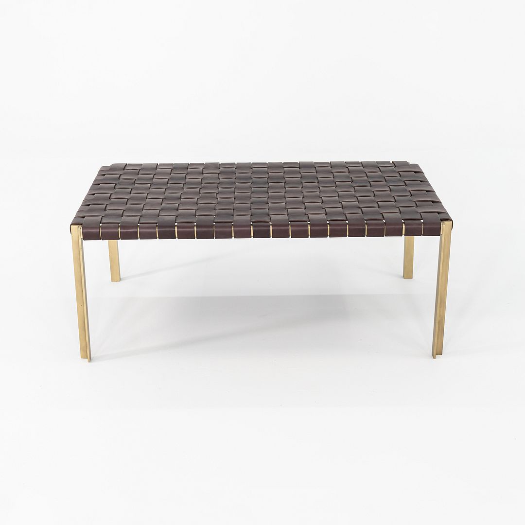 2020s Gratz / Laverne TG-18 Small Bench in Bronze and Brown Leather 27x44 Inches