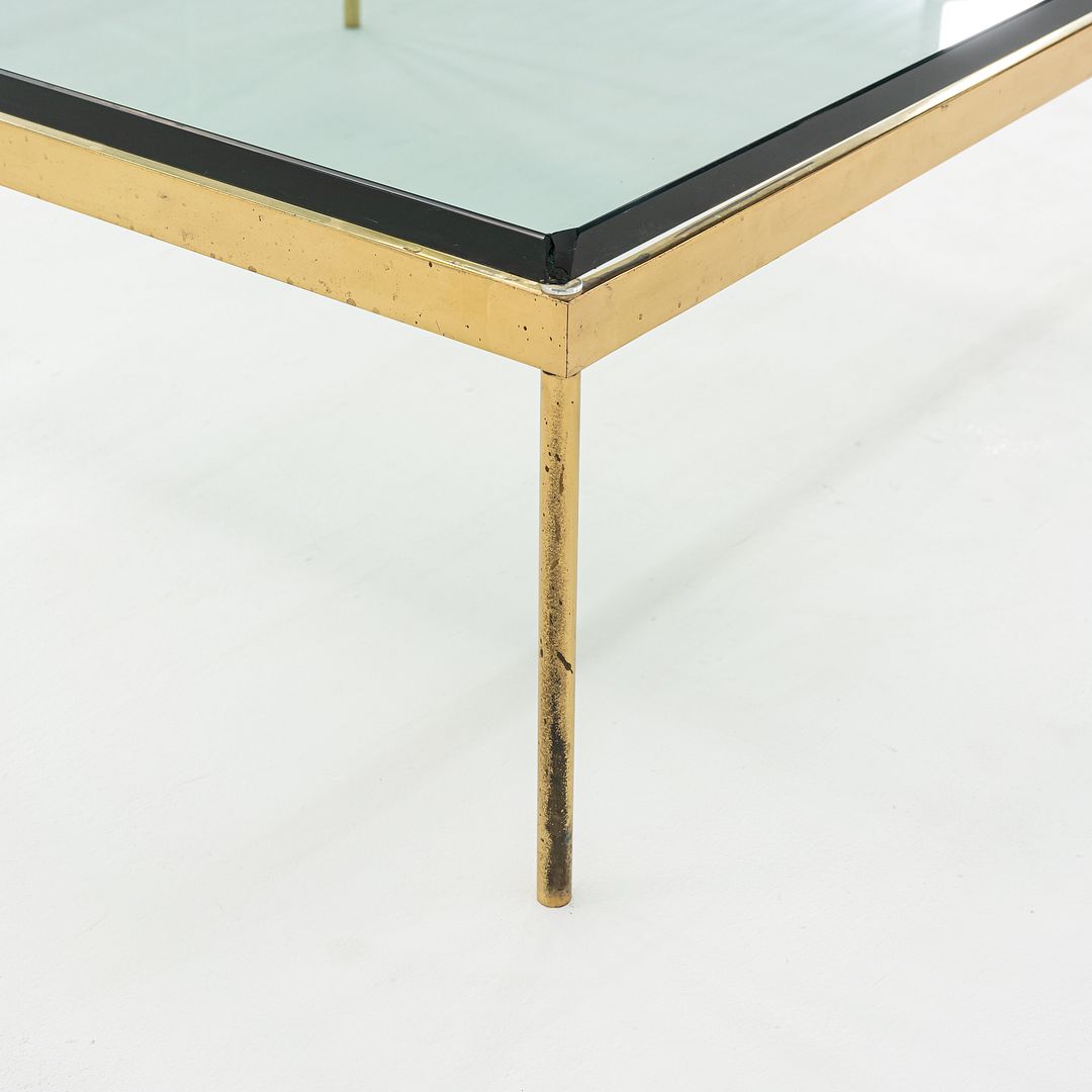 1970s Bronze and Glass Square Coffee Table Attributed to Ward Bennett 42 inch