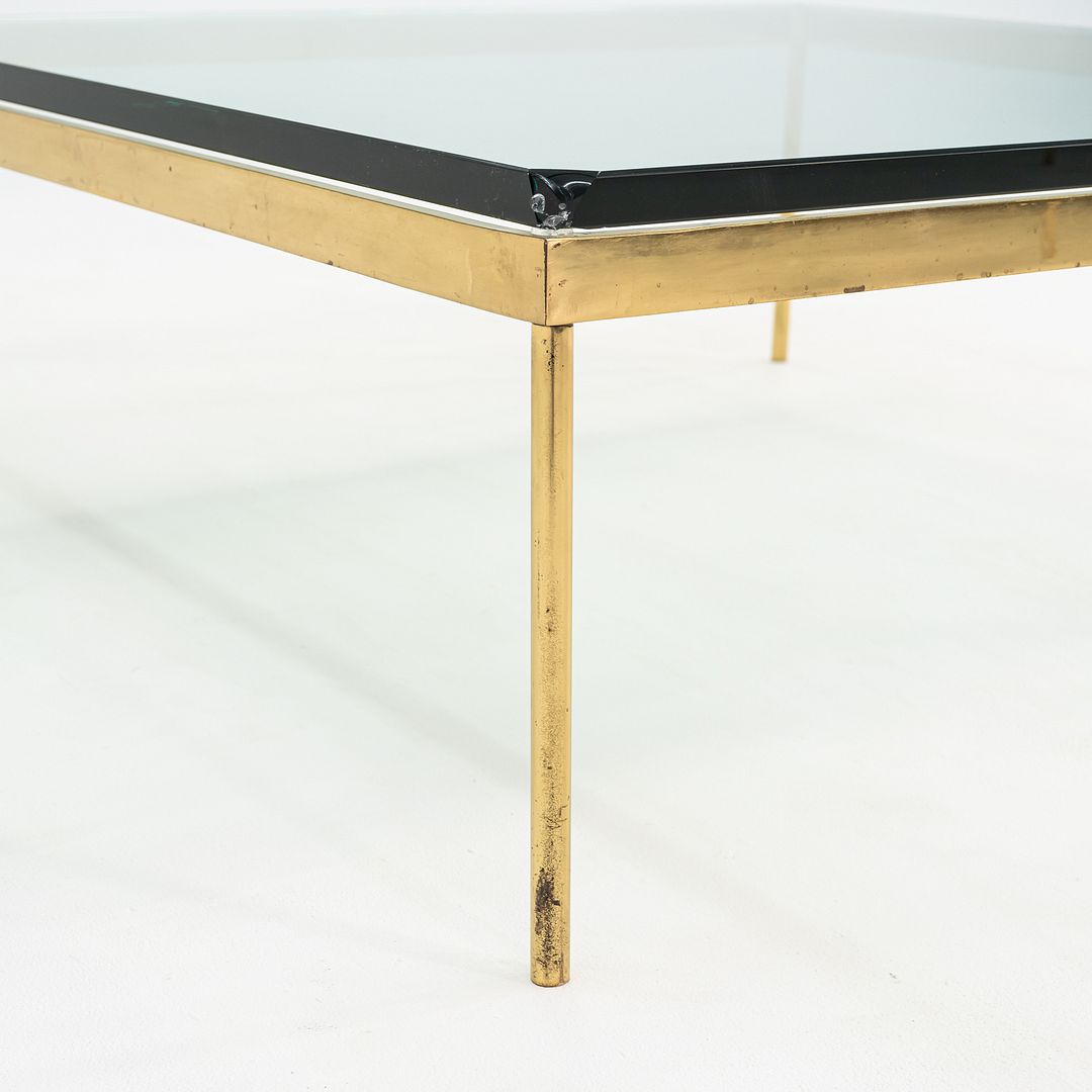 1970s Bronze and Glass Square Coffee Table Attributed to Ward Bennett 42 inch