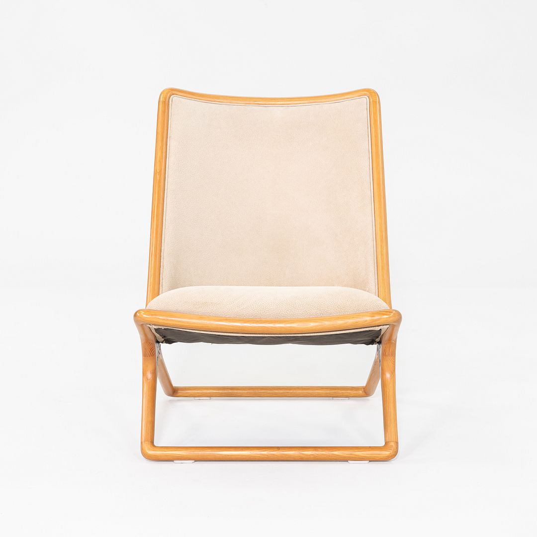 1980 Pair of Ward Bennett for Brickel Associates Scissor Chairs in Ash and Suede