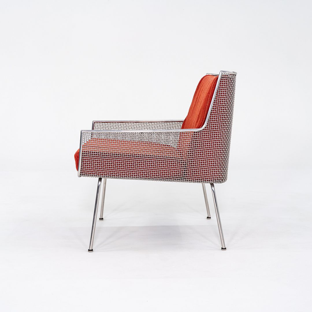 1957 Davis Allen of SOM for Inland Steel Lounge Chair made by Treitel Gratz in Steel Mesh and Jack Lenor Larsen Orange Fabric.