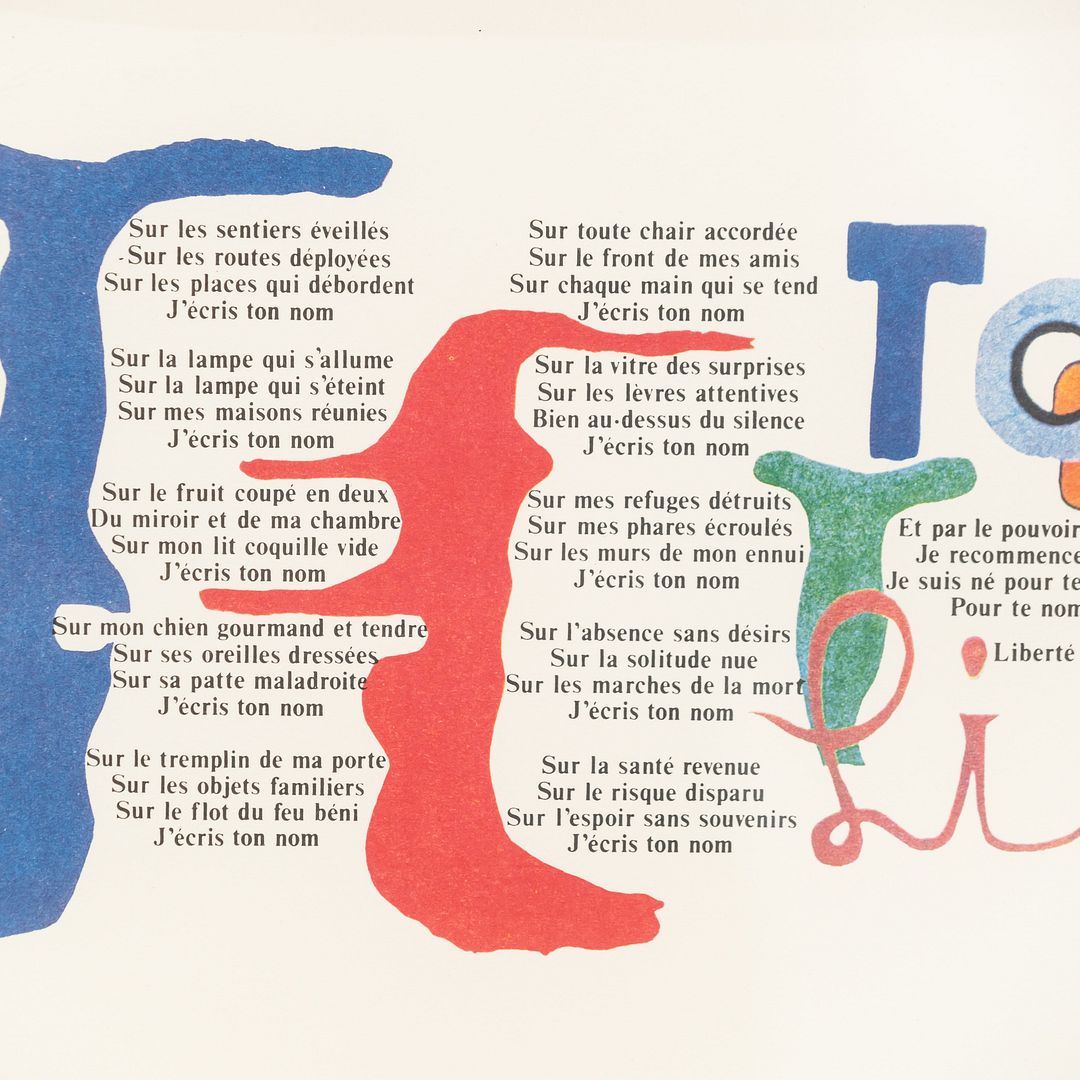 Liberte Poeme-Objet Silkscreen Print Fernand Leger Illustration Paul Eluard Text