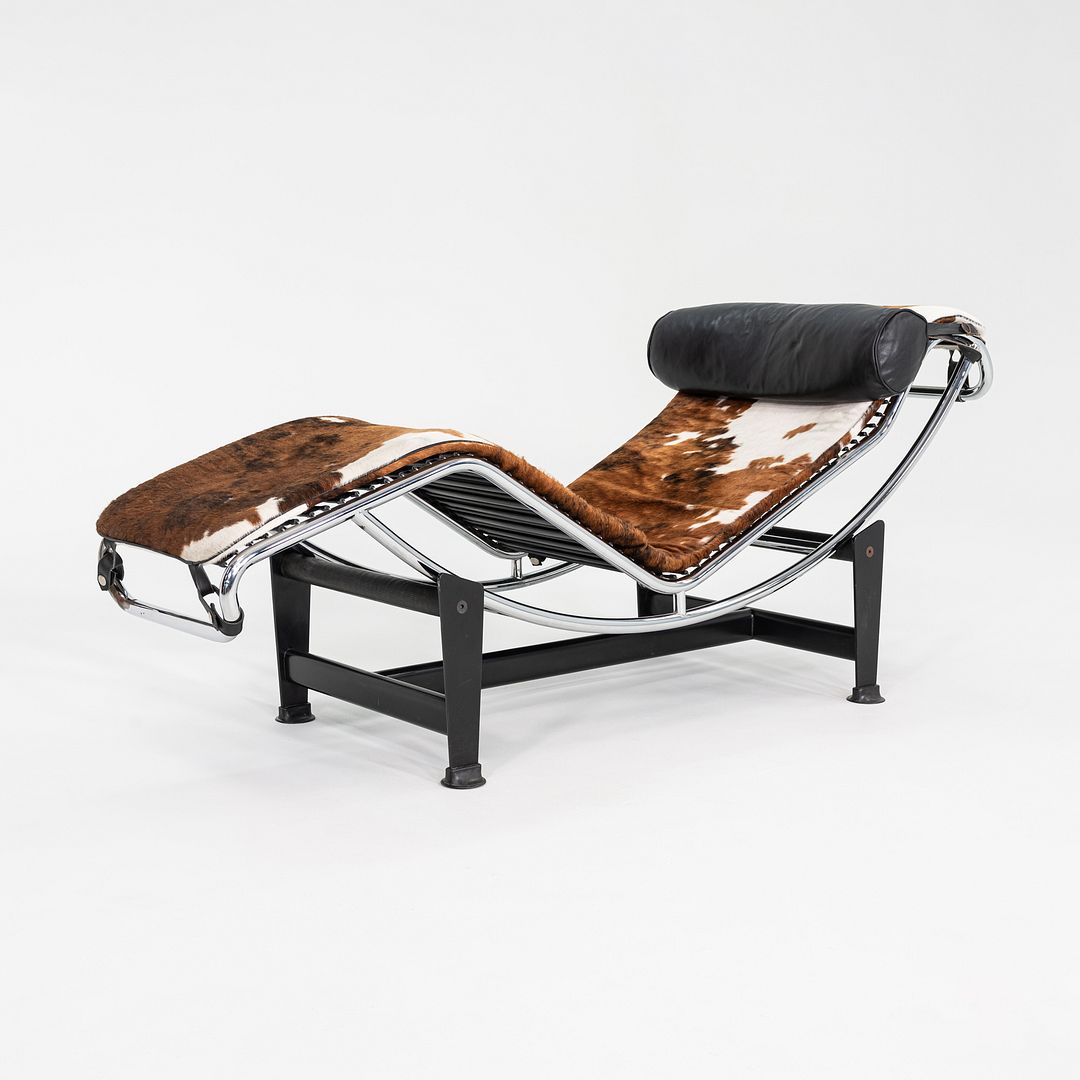 1980s Le Corbusier Perriand Jeanneret Fiocchi Italy LC4 Pony Hide Chaise Lounge