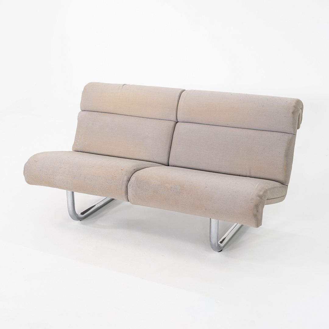 C. 1970s Richard Schultz Design Prototype Loveseat Sofa Tubular Polished Steel