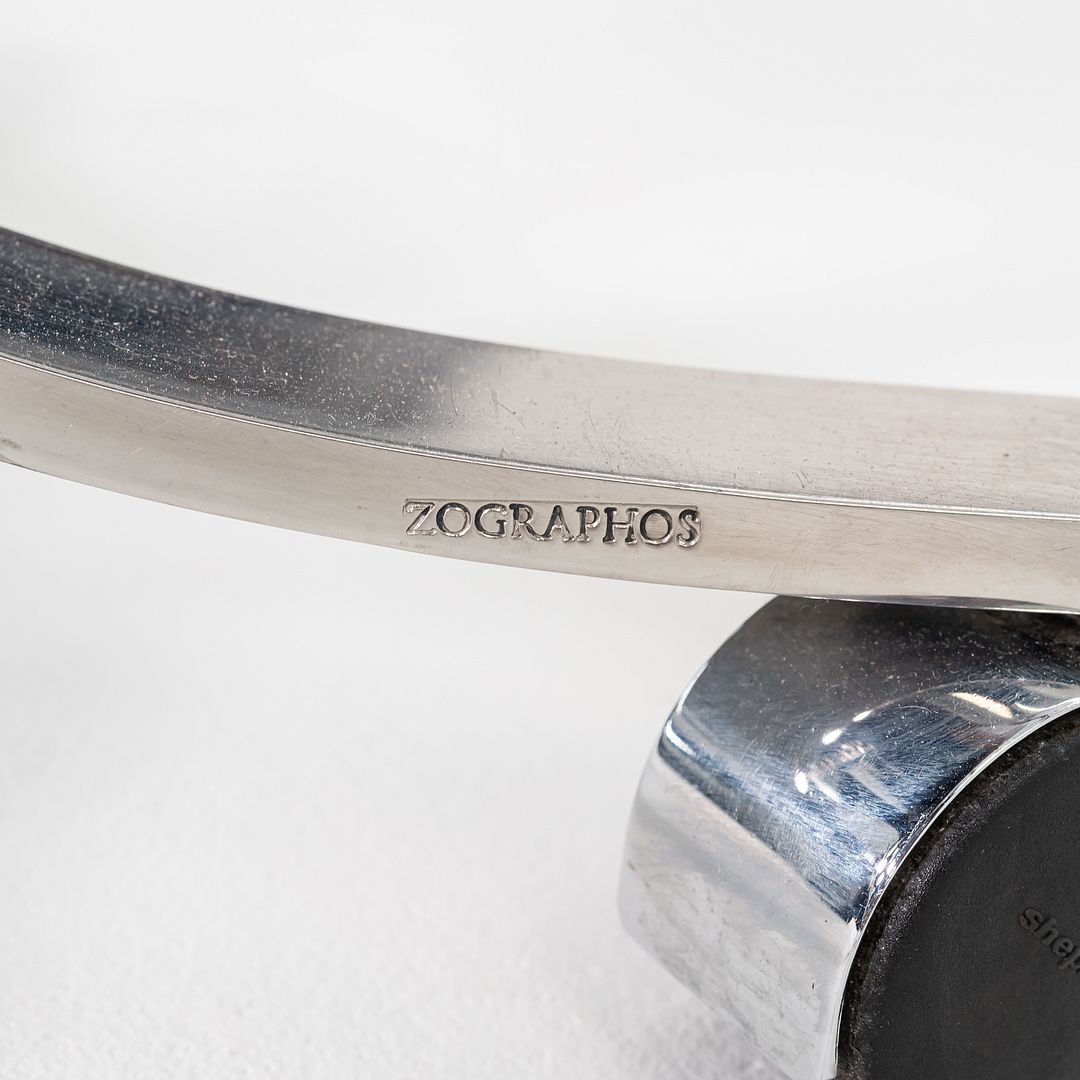 1970s Nicos Zographos CH.72TC Desk Chair in Cognac Leather w/ Bucket Seat Design