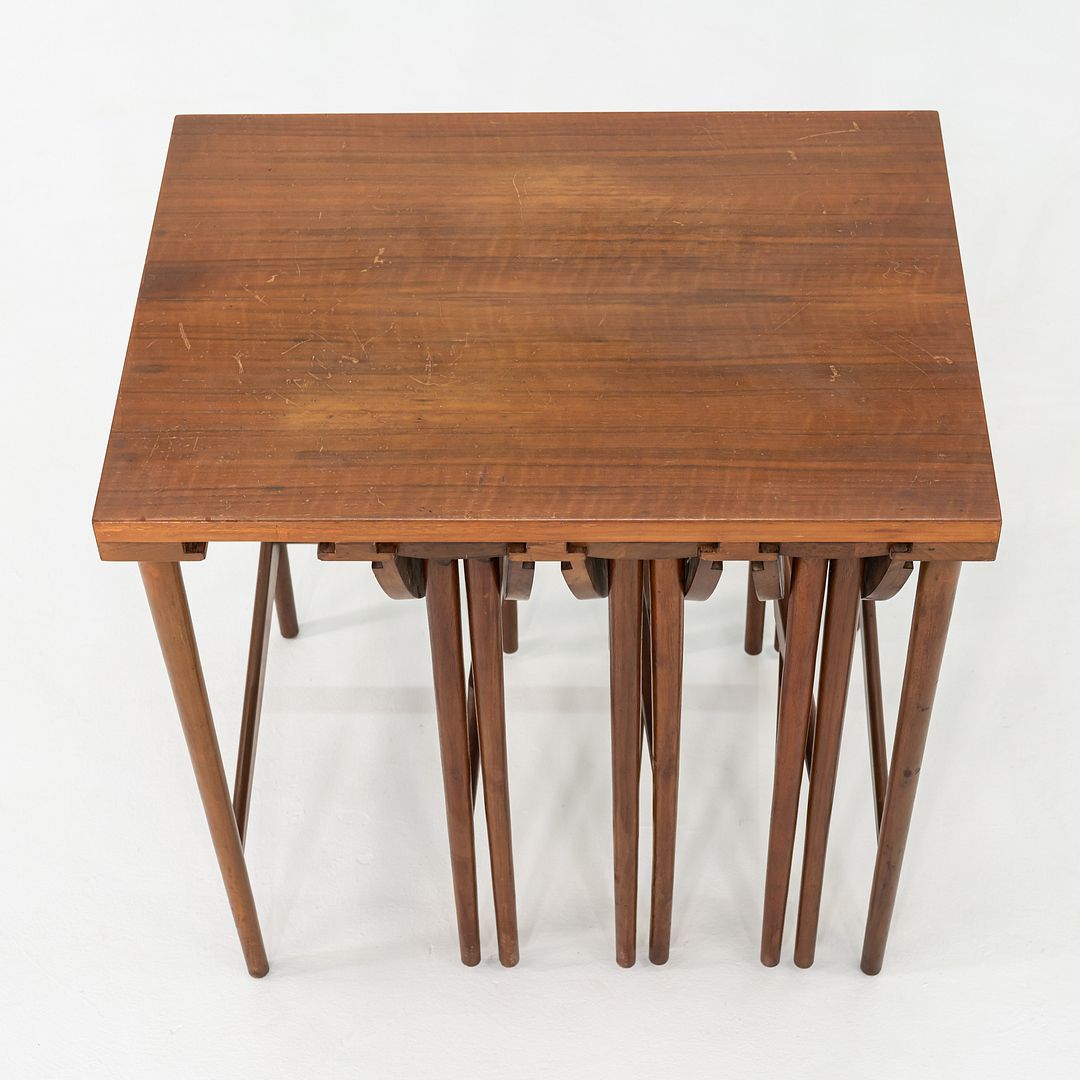 1950s Walnut Nesting or Serving Tables by Bertha Schaefer for Singer & Sons