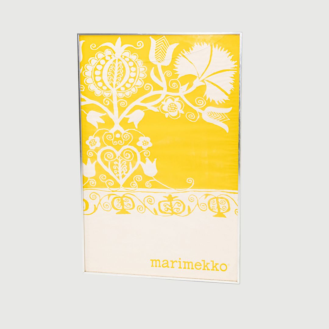 Rare 1960s Marimekko Finland Steel Framed Poster in Yellow by Fujiwo Ishimoto
