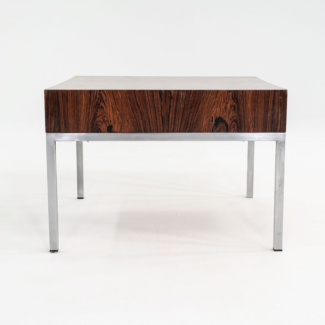 C. 1960s Danish Rosewood Side / End Table with Chromed Steel Base and Drawer
