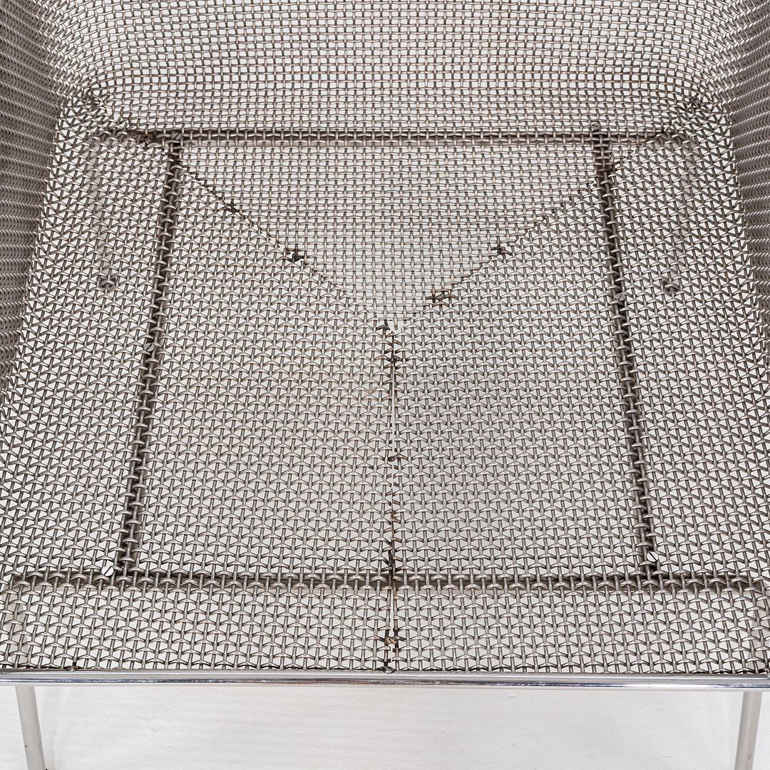 1957 Davis Allen of SOM for Inland Steel Lounge Chair made by Treitel Gratz in Steel Mesh and Jack Lenor Larsen Orange Fabric.