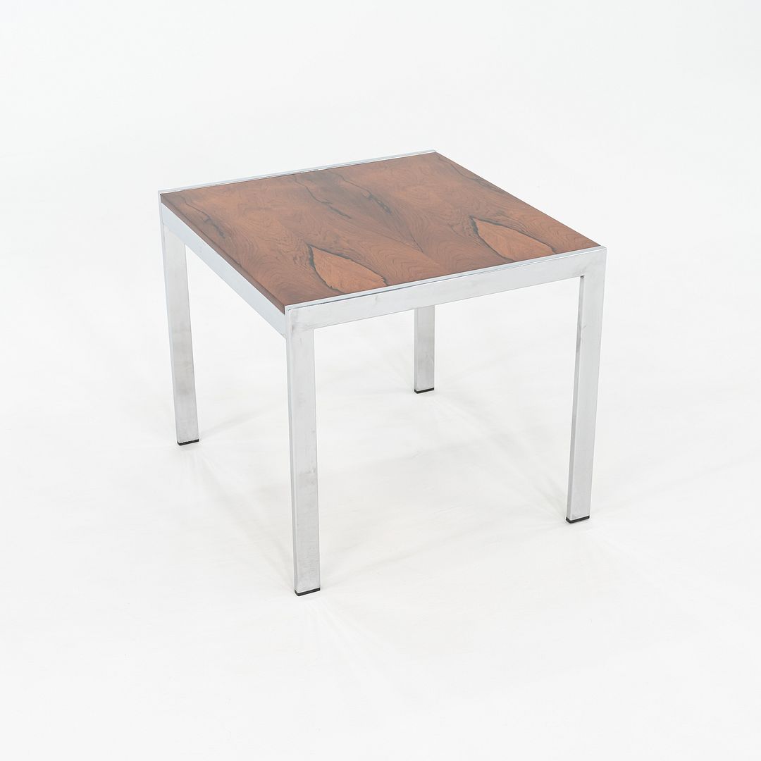 1970s Italian Rosewood Side / End Table with Chromed Steel Base, 22 x 24 in