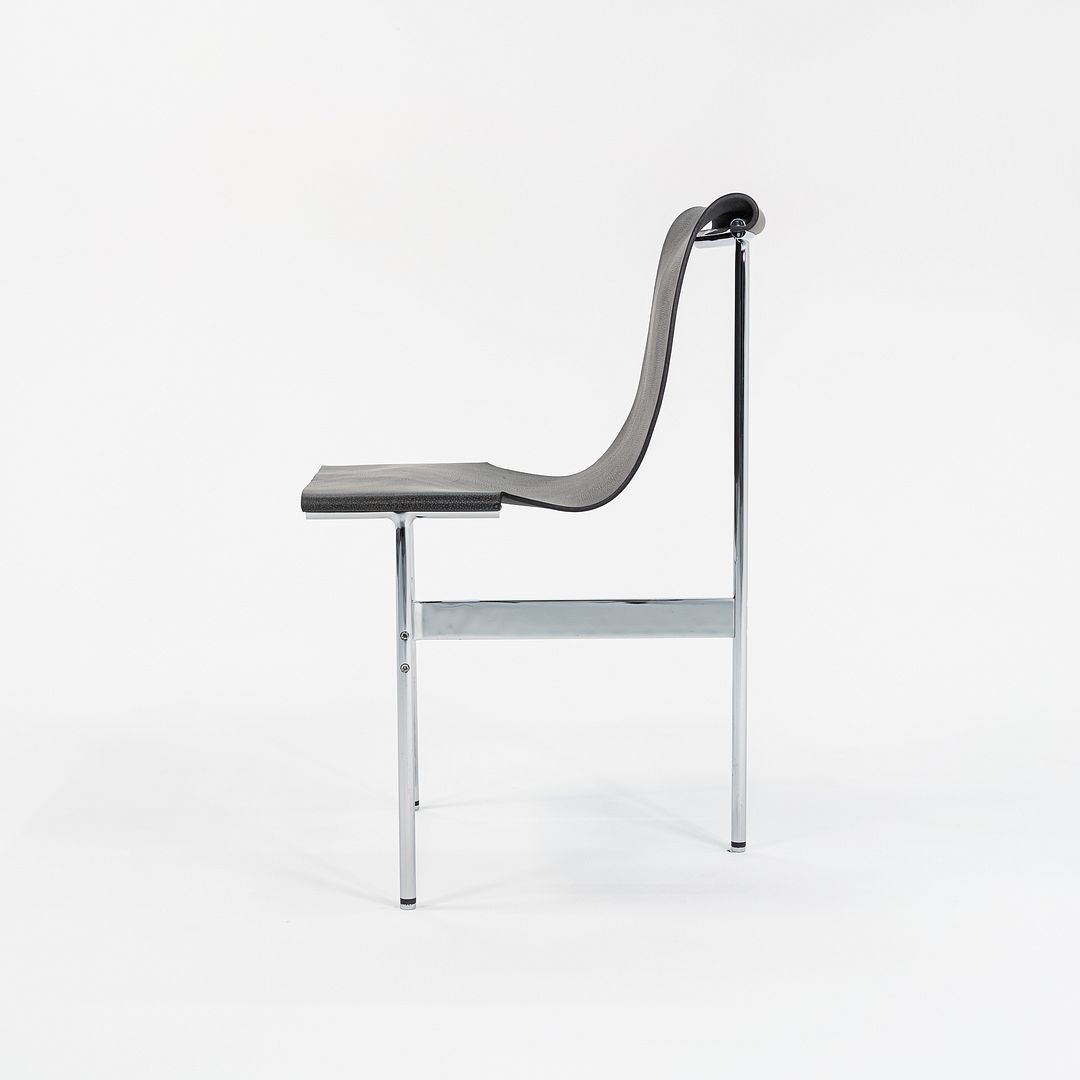 Set of Four Made to Order Gratz TG-10 Sling Dining Chairs Black Speckled Leather