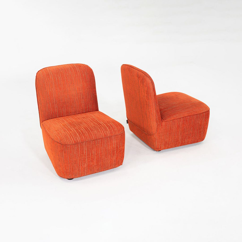 2020s Pair of Paola Navone for Casamilano Armless Lounge Chairs in Orange Fabric